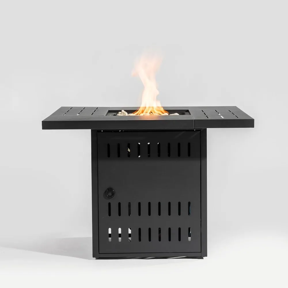 

Enjoys 34'' Propane Fire Pit Table, 50,000 BTU Detachable Tabletop Fire Table with Steel Lid, Laval Rocks, Deck Safe Fire Pit