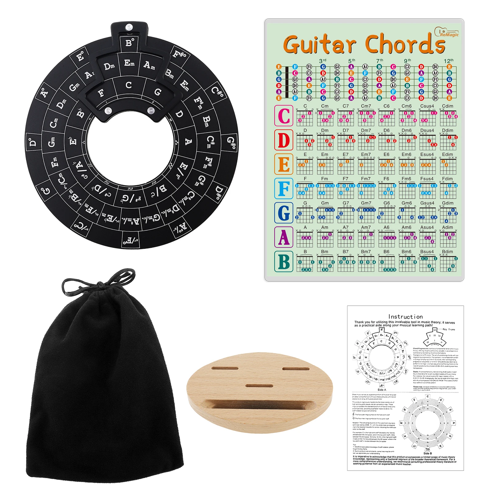 Acrylic Circle of Fifths Chord Melody Wheel for Musicians Songwriting with Solid Wood Stand Holder, Music Theory Learning Tool - view 6