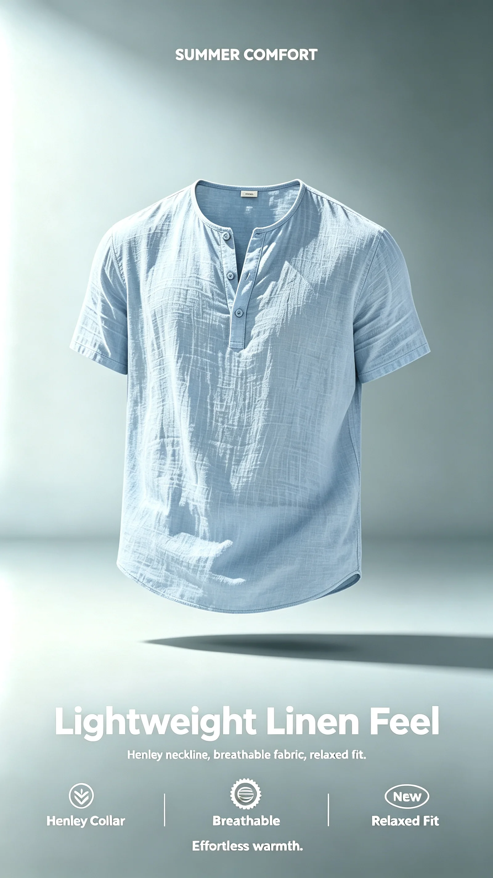Men's Cotton Linen Henley Short Sleeve T Shirt Lightweight Breathable Solid Color Casual Loose Fit Summer Beach Vacation Top