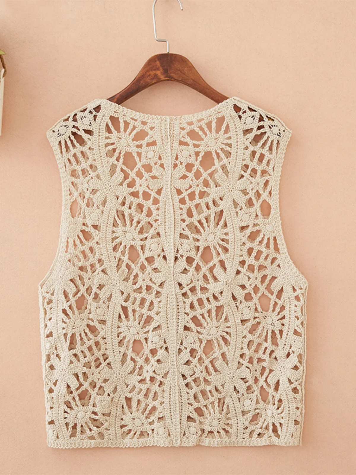 Cardigan aperto estivo leggero lavorato a maglia con gancio scavato Fiore Gilet da donna Top Svel Capispalla in cotone V-Ne Single Bu...