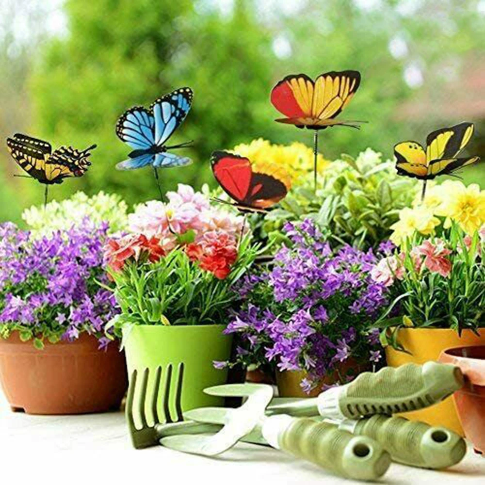 52 Pcs Butterflies and Dragonflies Stakes Waterproof Ornaments on Sticks glow in the dark butterfly for Outdoor Patio Garden