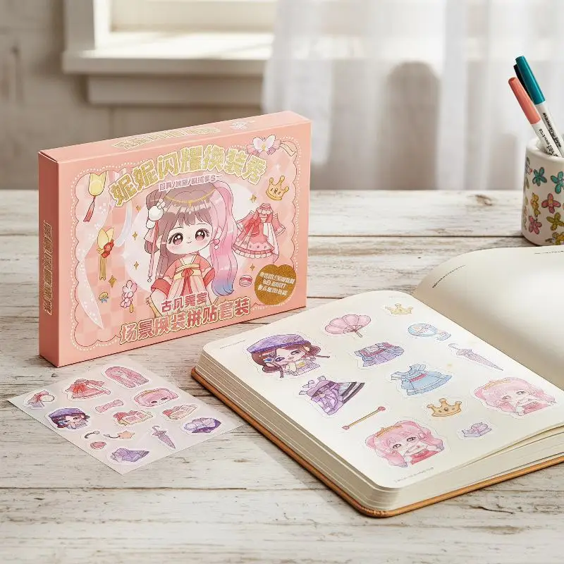 Kawaii Cartoon Dress Up Sticker Bundle 4 Themed Sets Reusable for Kids DIY School Art Class Activities