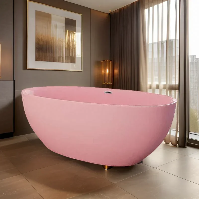 

Bathtub Family Adult Hotel B & B Independent Acrylic Integrated Customized Bathtub Pink Bathtub Arc