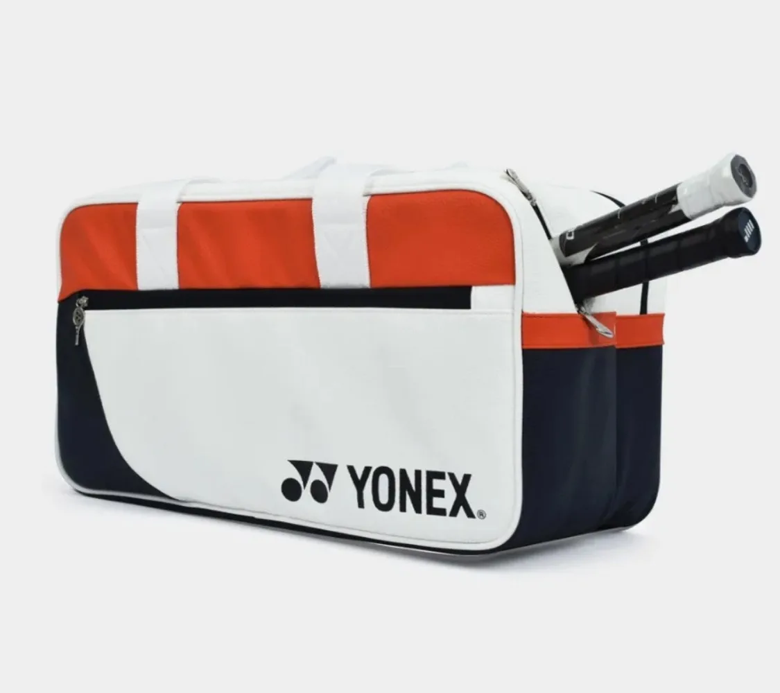 YONEX High Quality Durable Badminton Racket Sports Bag PU Leather Mini Tournament 2-3 Pieces Tennis Racquet Bag Unisex White