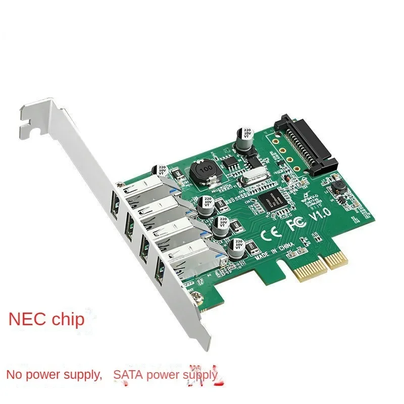 Tarjeta de expansión PCI-E a usb3.0 Chip NEC HUB de escritorio de cuatro puertos de doble potencia