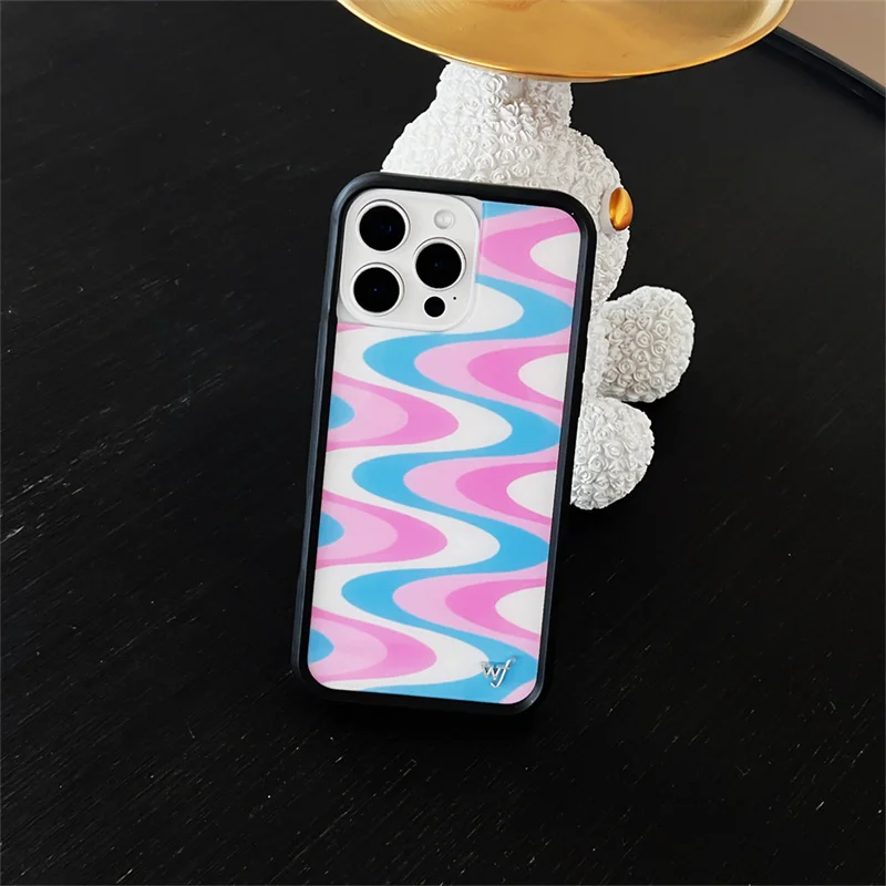 Cute Couple Rose Love Lock Luxury Wildflower Phone Case For iPhone 13 12 14 15 16 Pro Max WF Colorful Water Ripples Star Cover