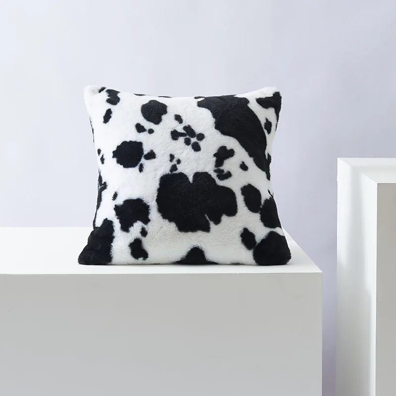 Multi-color Cow Print Pillowcase Multi-size Plush Double-sided Cushion Cover Artistic Color-block Throw Pillow Cover Home Decor