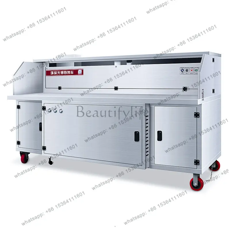 Water and electricity composite purifier commercial smokeless barbecue stove flat suction mobile stall