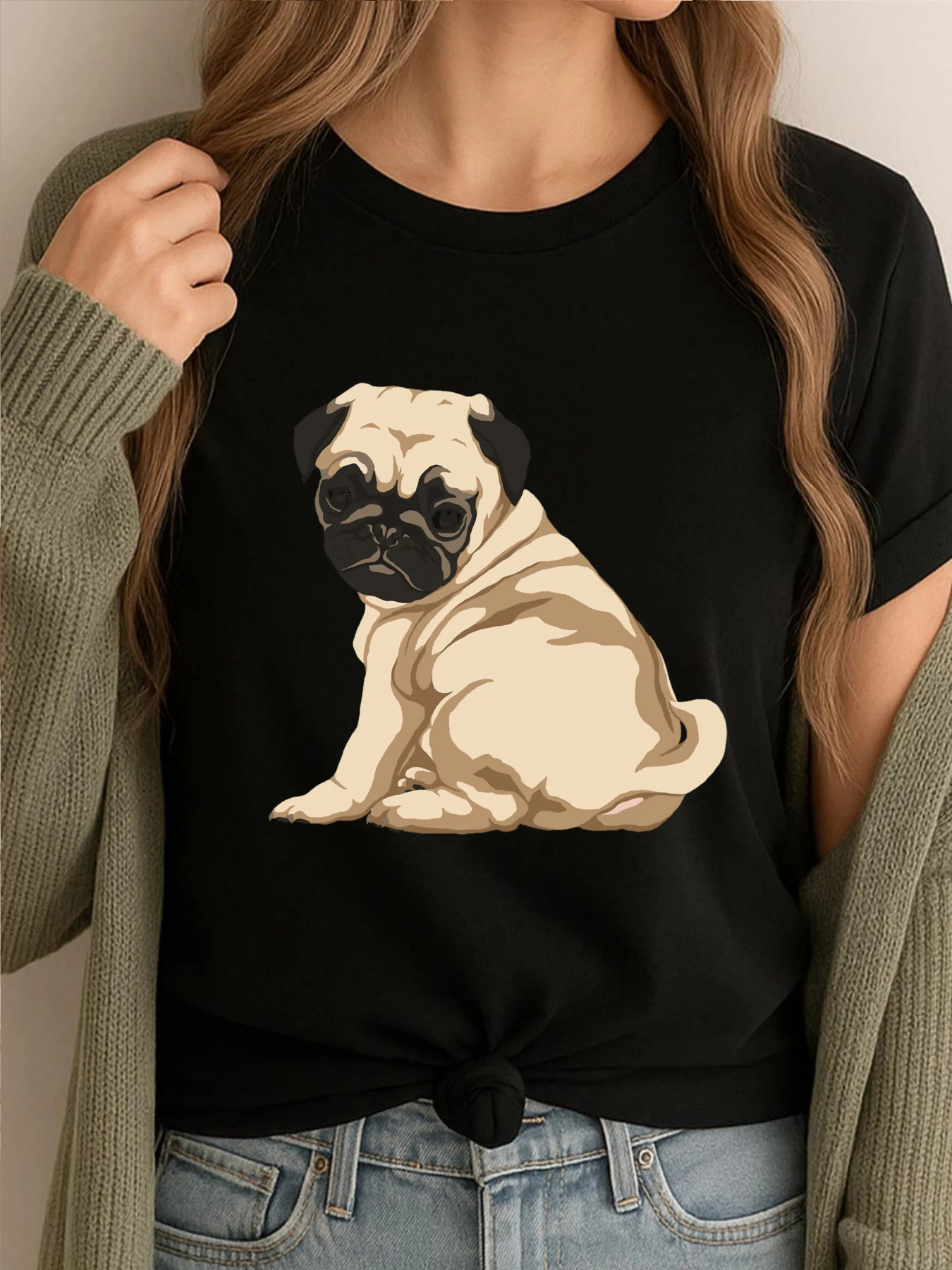 

Футболки с рисунком щенка мопса, мужская хлопковая рубашка большого размера, корейская модная мужская роскошная дизайнерская одежда, подарок для любителей собак