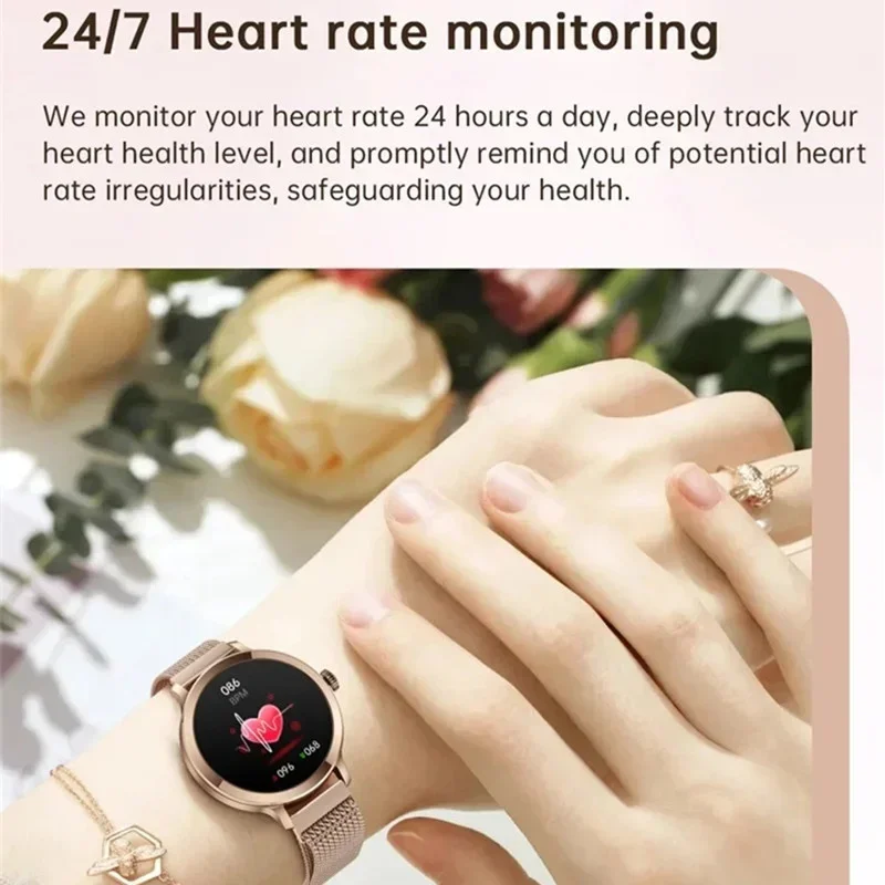 Relógios inteligentes femininos tela amoled pulseira magnética bluetooth relógio inteligente monitor de freqüência cardíaca período fisiológico lembrar smartwatch