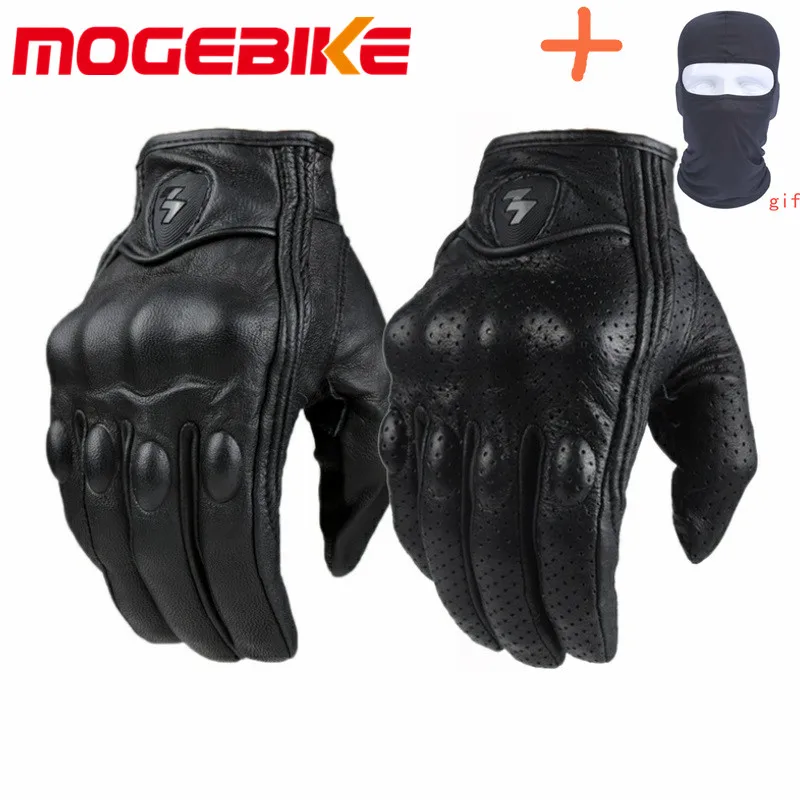 Motorcycle Gloves black Racing Genuine Leather Motorbike white Road Racing Team Glove men summer winter