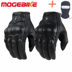 Motorcycle Gloves black Racing Genuine Leather Motorbike white Road Racing Team Glove men summer winter