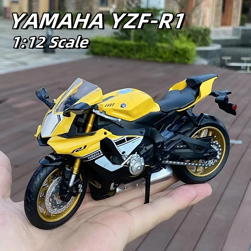 

Модель мотоцикла YAMAHA YZF-R1 YZFR1 1:12 из сплава, Коллекция игрушечных автомобилей, мотоцикл, внедорожник, амортизатор, игрушечный автомобиль