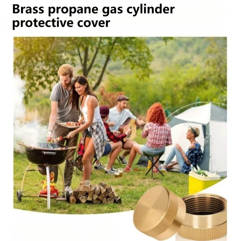 真鍮製プロパンガスタンクカバー4個 - 漏れ防止設計、1ポンドの真鍮製密閉保護カバー、耐久性のあるアウトドアキャンプアクセサリー