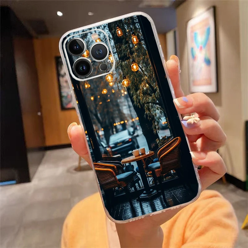 حافظة هاتف Carcasa Funda لهاتف آيفون 17 Pro Max 17 Air 16 15 14 13 Pro Max 15 16 Pro 15 Plus حافظة جمالية لليلة القهوة