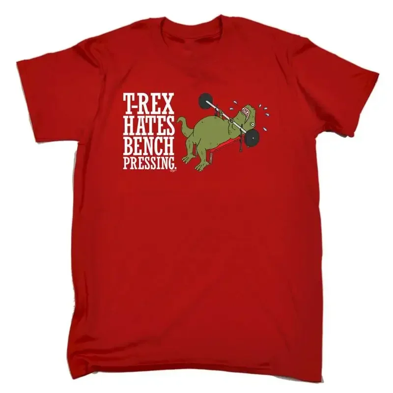 Camiseta divertida para hombre con diseño de dinosaurio que odia hacer press de banca de Trex