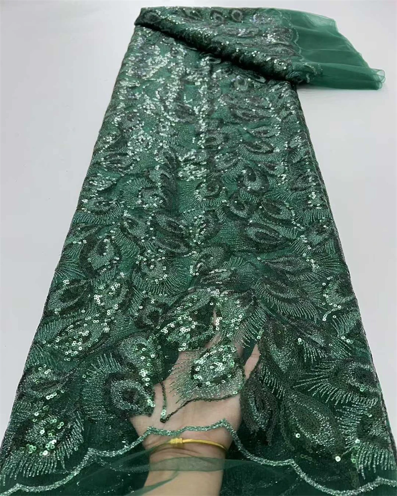 Tessuto di pizzo con perline africane di lusso Paillettes nigeriane di alta qualità Taglia per adulti per cucito di abiti da festa