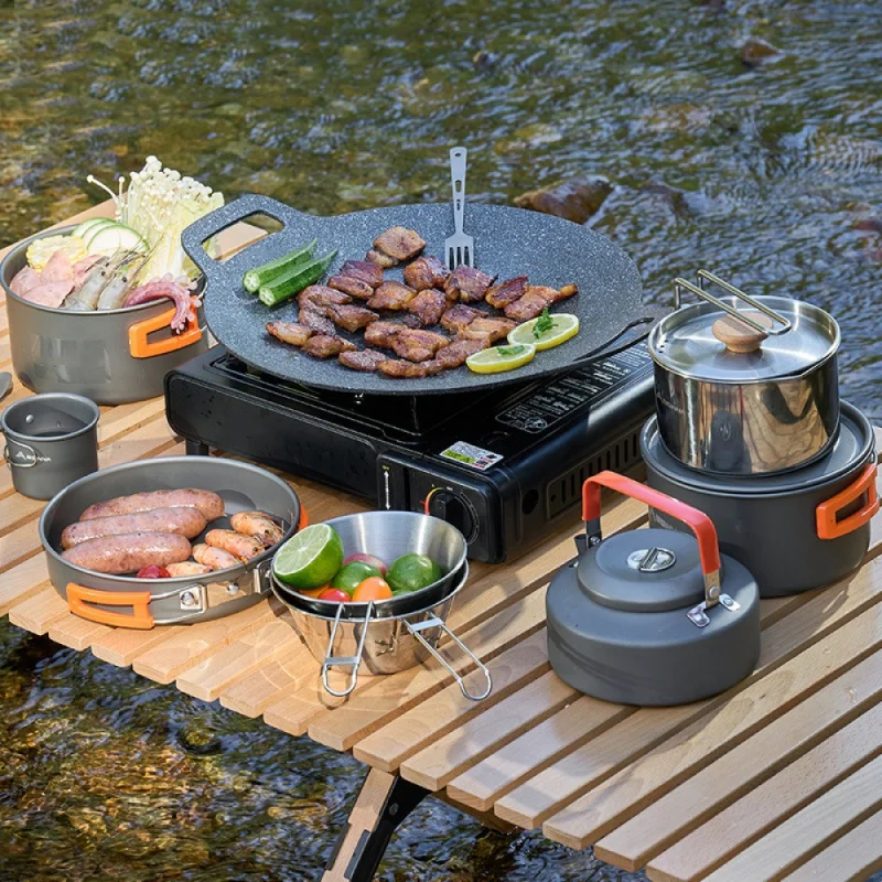 

Outdoor camping pan, fusion of high-tech stone and metal, non-stick pan, grill pan, compatible with portable gas stove