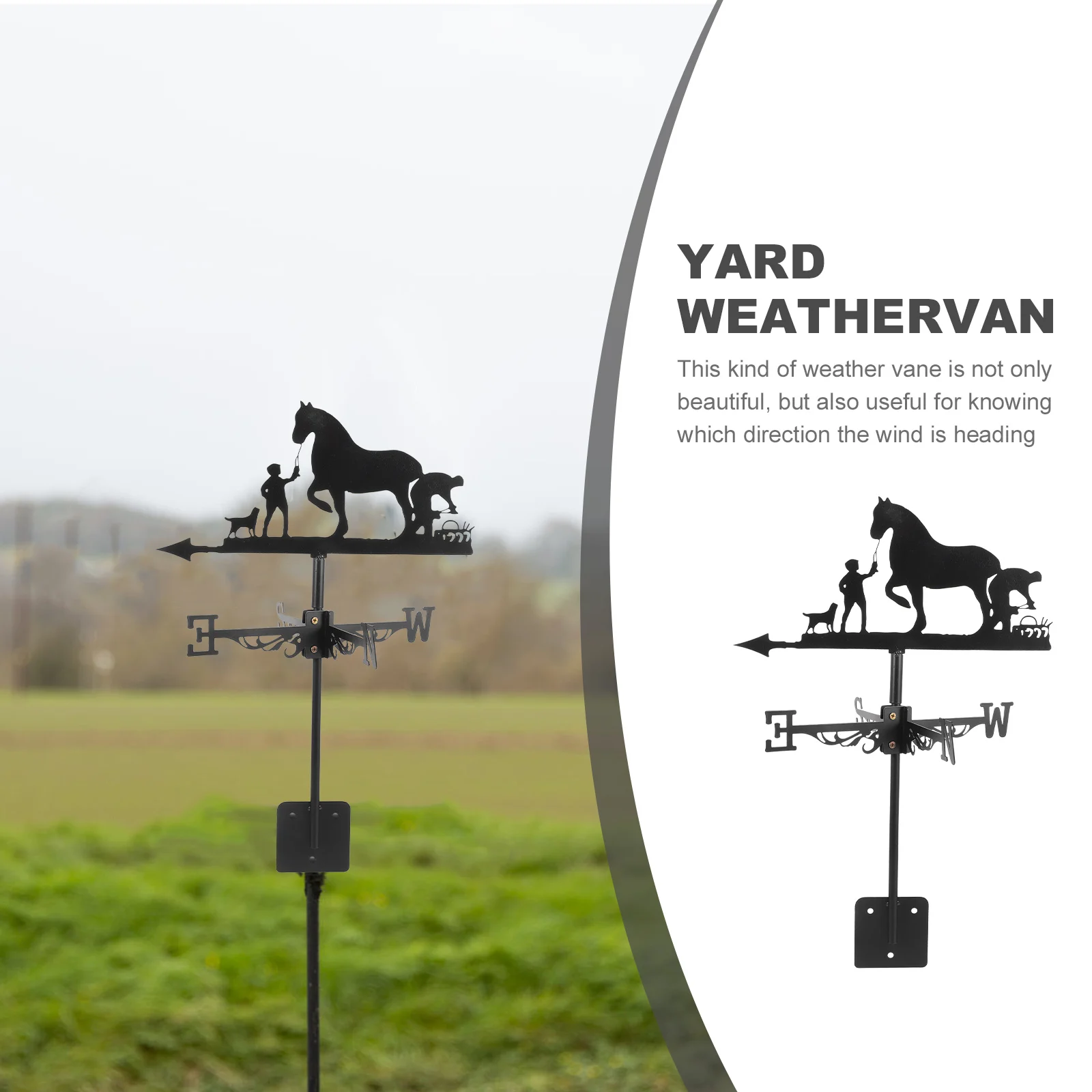 

1 set Farm Wind Vane Iron Weather Vane For Garden Decor Metal Direction Indicator Ground Insert Lawn Yard Decoration Wind