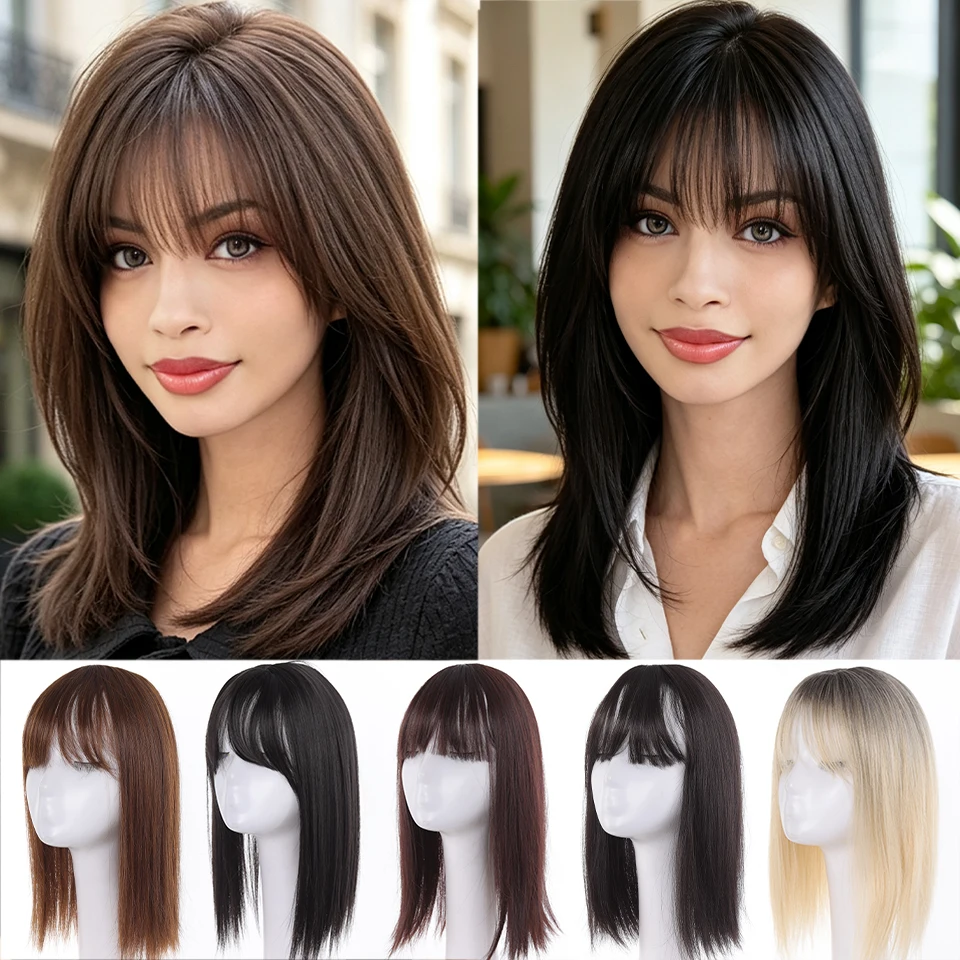 Hair Topper With Bangs Invisible 3D Hair Toupee Hairpieces Top Hair Closures for Men and Women