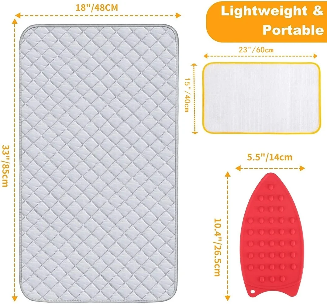 19x33.5 inch Ironing Blanket Ironing Mat, Small footprintPortable Travel Ironing Pad Cover for Washer DryerTable Top Countertop