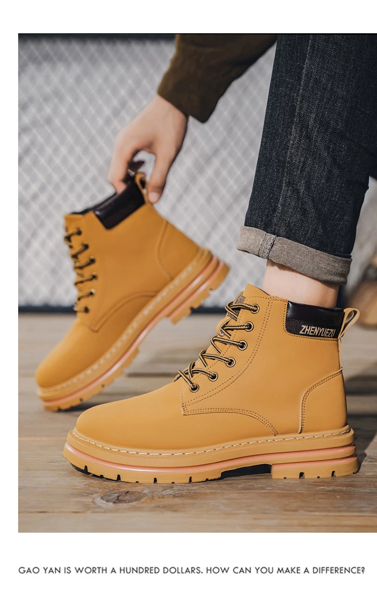 Modische Herren-High-Top-Stiefel, weiches Komfortfutter, verschleißfeste Sohle, ideal für Outdoor-Sport und Wandern. – Detail 9