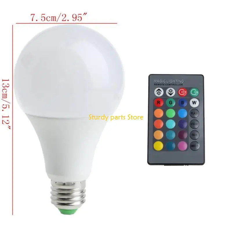 97QC ABS Lâmpada LED E27 20W RGB Alteração lâmpada lâmpada com controle remoto
