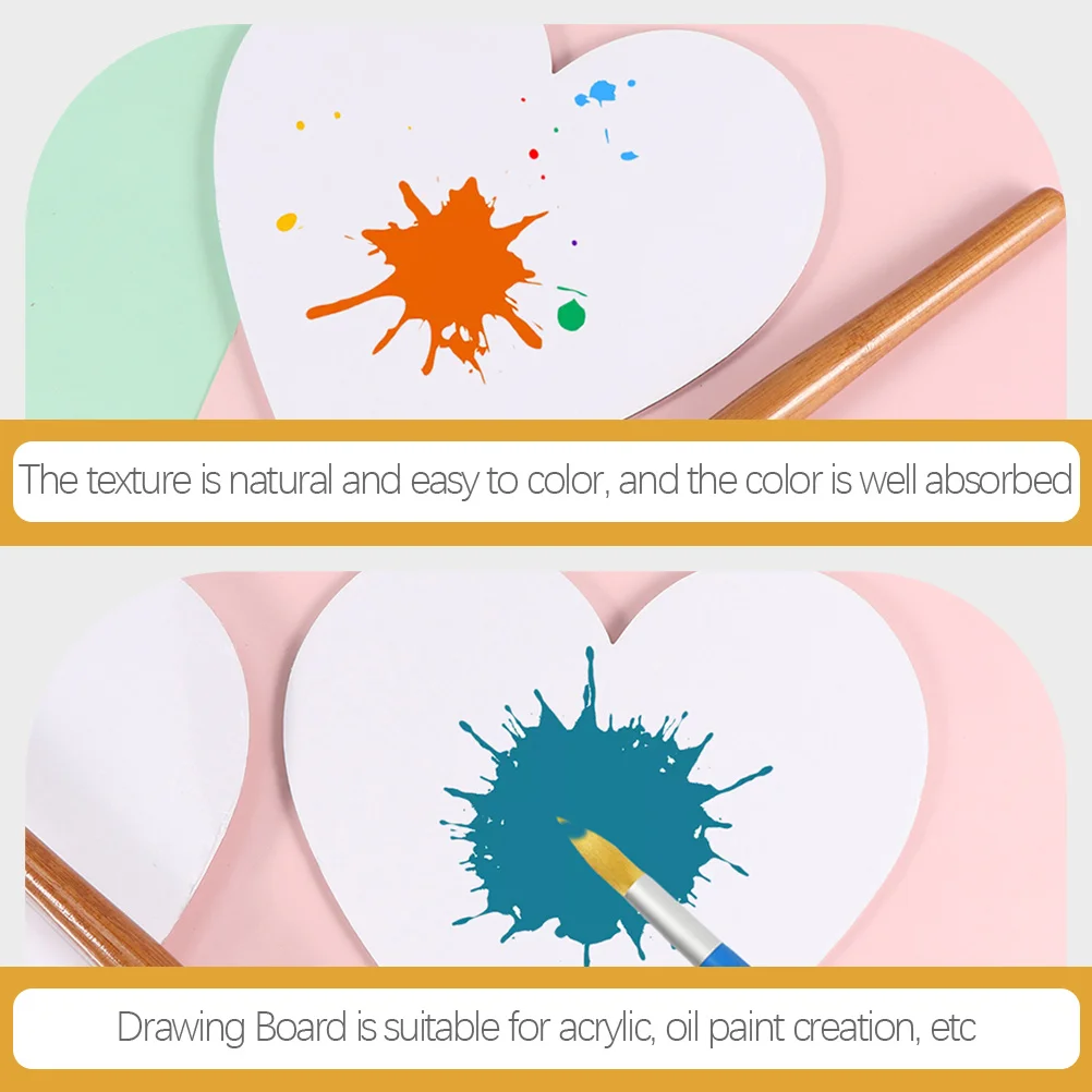 

10 pcs Heart Shaped Blank Cotton Painting Panels For Oil Painting Durable Drawing Boards Art Students Kids Diy Decor Supply