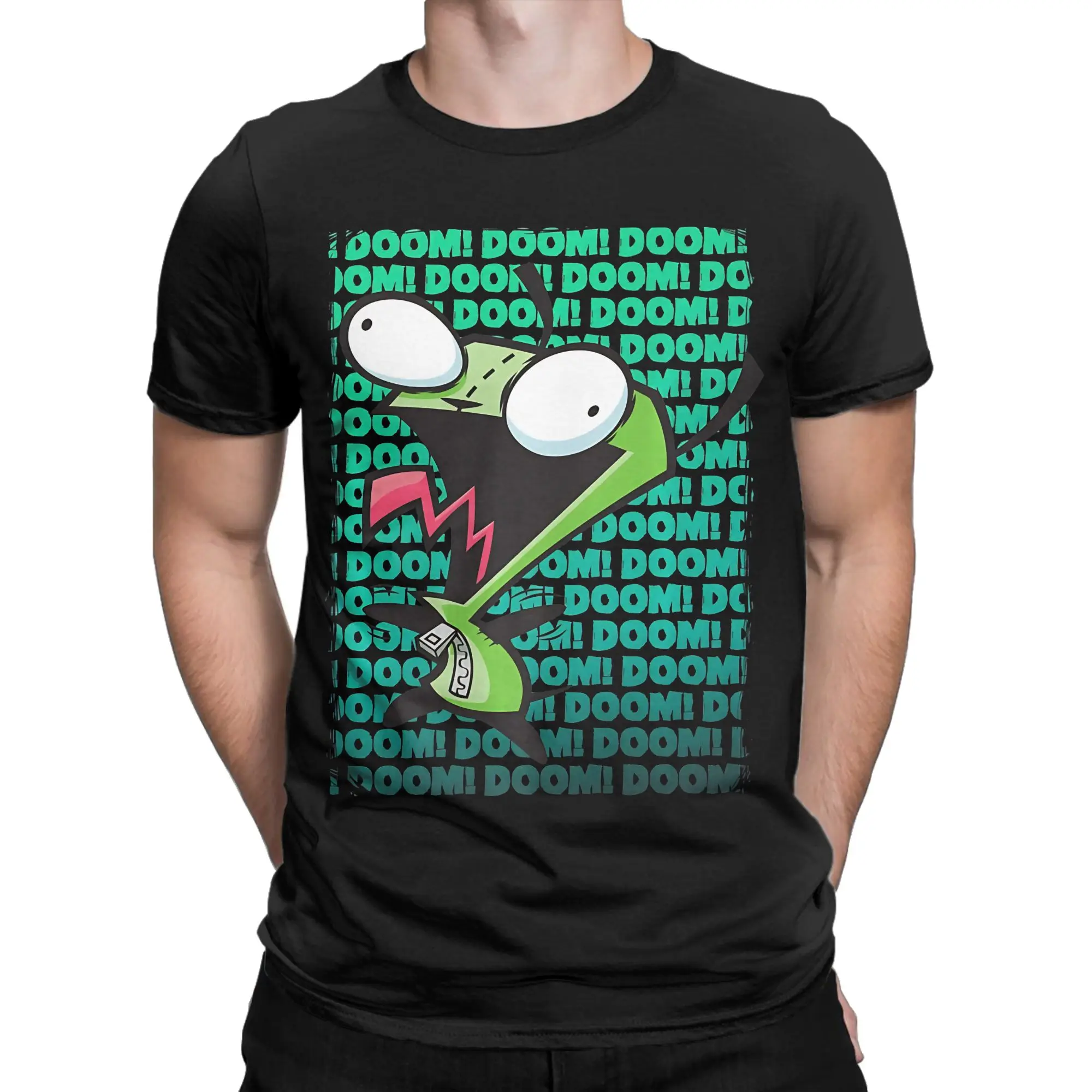 Novelty Nickelodeon Invader Zim Gir Impending Doom Song T-Shirts Men Round Neck Pure Cotton T Shirt  Short Sleeve Tees Tops