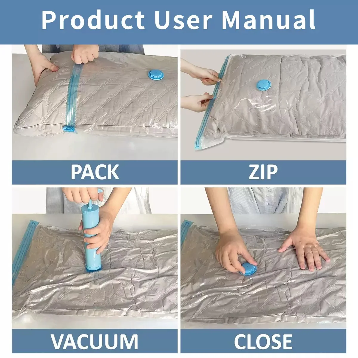1/3/5PCS Vacuum Storage Bags with Valve Quilt Compression Pouch Space Saving Clothes Organizer Vacuum Bag Vacuum Sealing Bags image 6