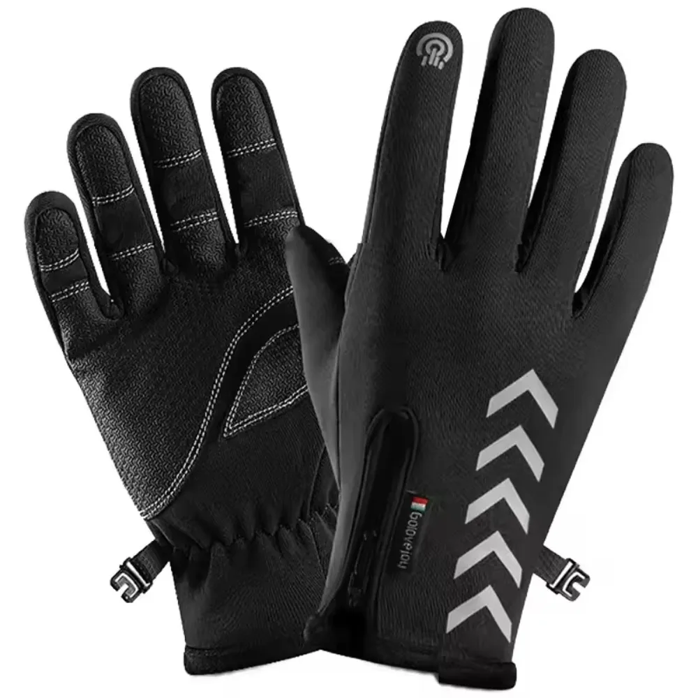 

1 Pairs Winter Gloves Mens Touchscreen Non-Slip Unisex Waterproof Windproof Warm Cycling Cold Gloves Fashion Zipper Sports Glove