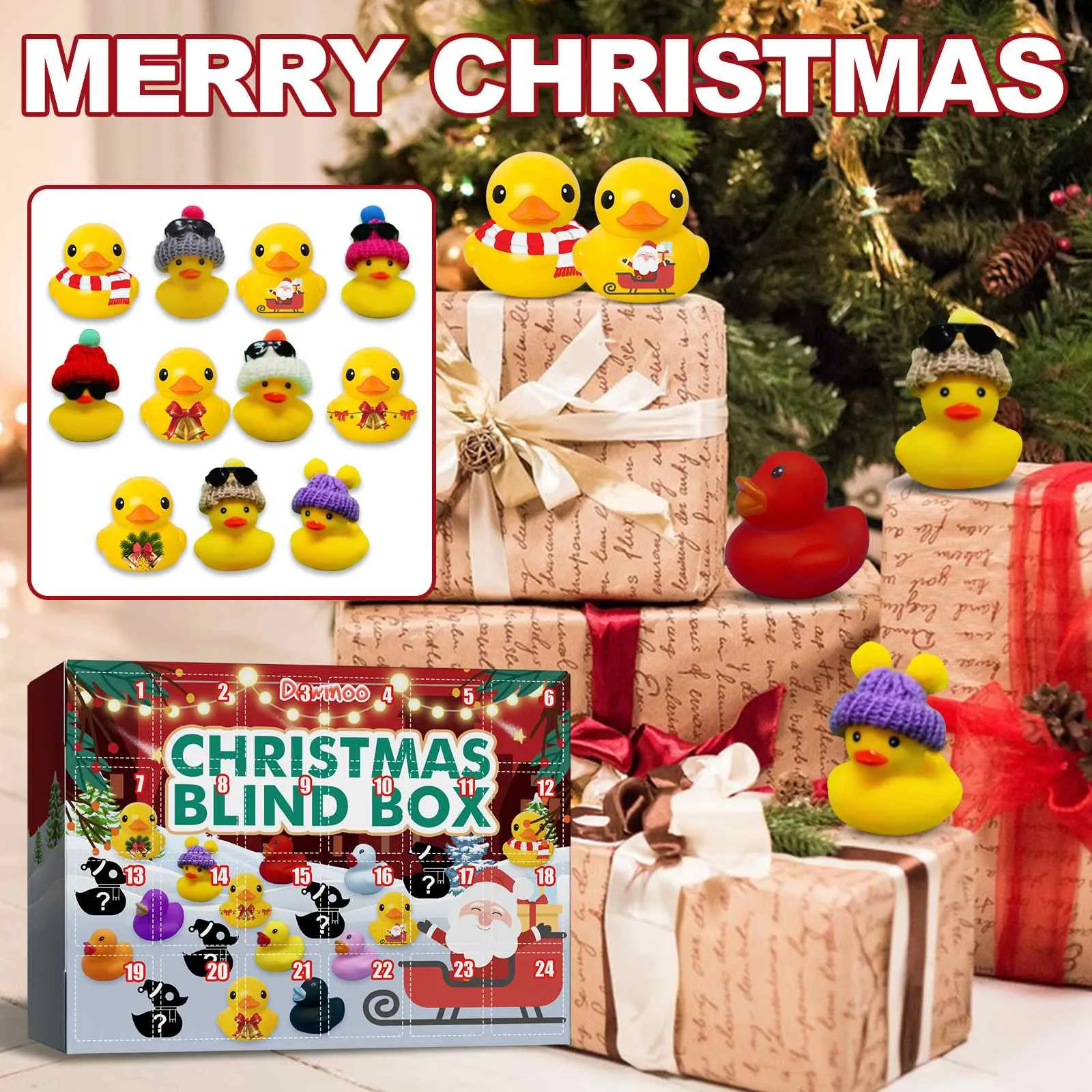 Christmas Advent Calendar With 24 Rubber Ducks 24 Days Countdown Calendar Rubber Ducky Bath Toy Creative Christmas Gifts