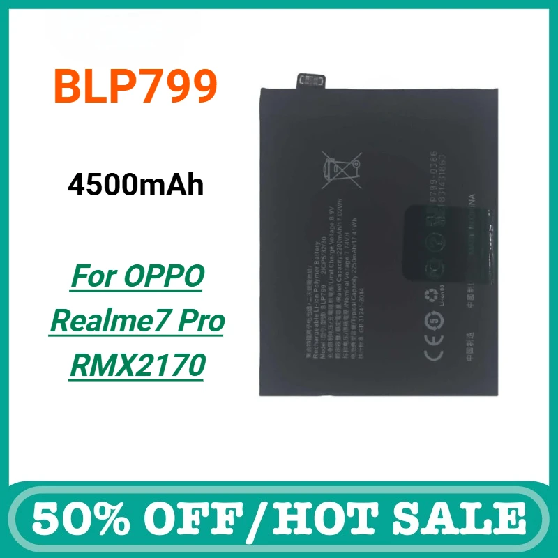 

4500mAh BLP799 Replacement Mobile Phone Battery for OPPO Realme7 Pro RMX2170 High Quality Batteries