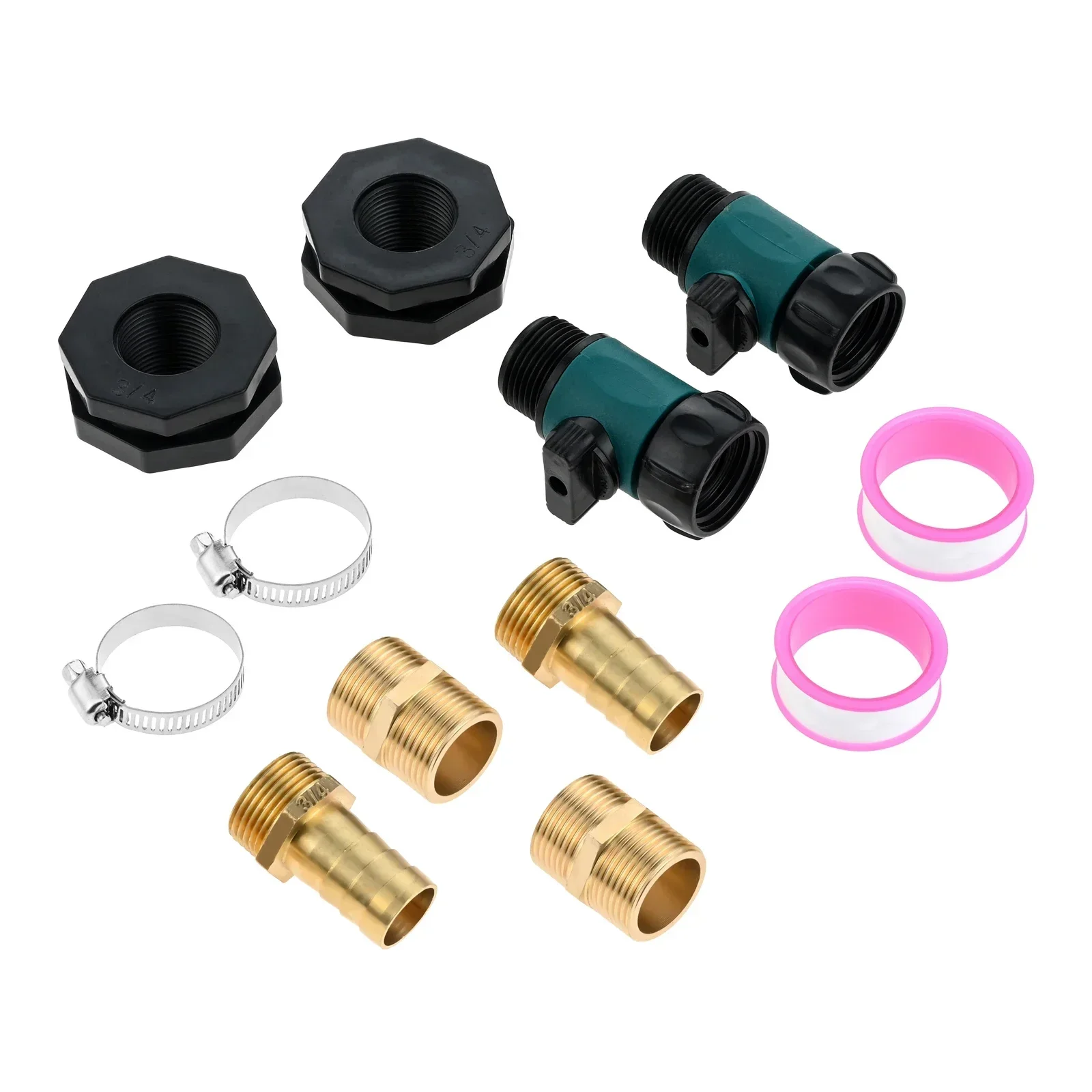 

2sets Rain Barrel Spigot Pipe Clamps Thread Seal Tape Faucet 3/4Inch Valve Bulkhead Fitting Hose Adapter Garden Pools Aquariums