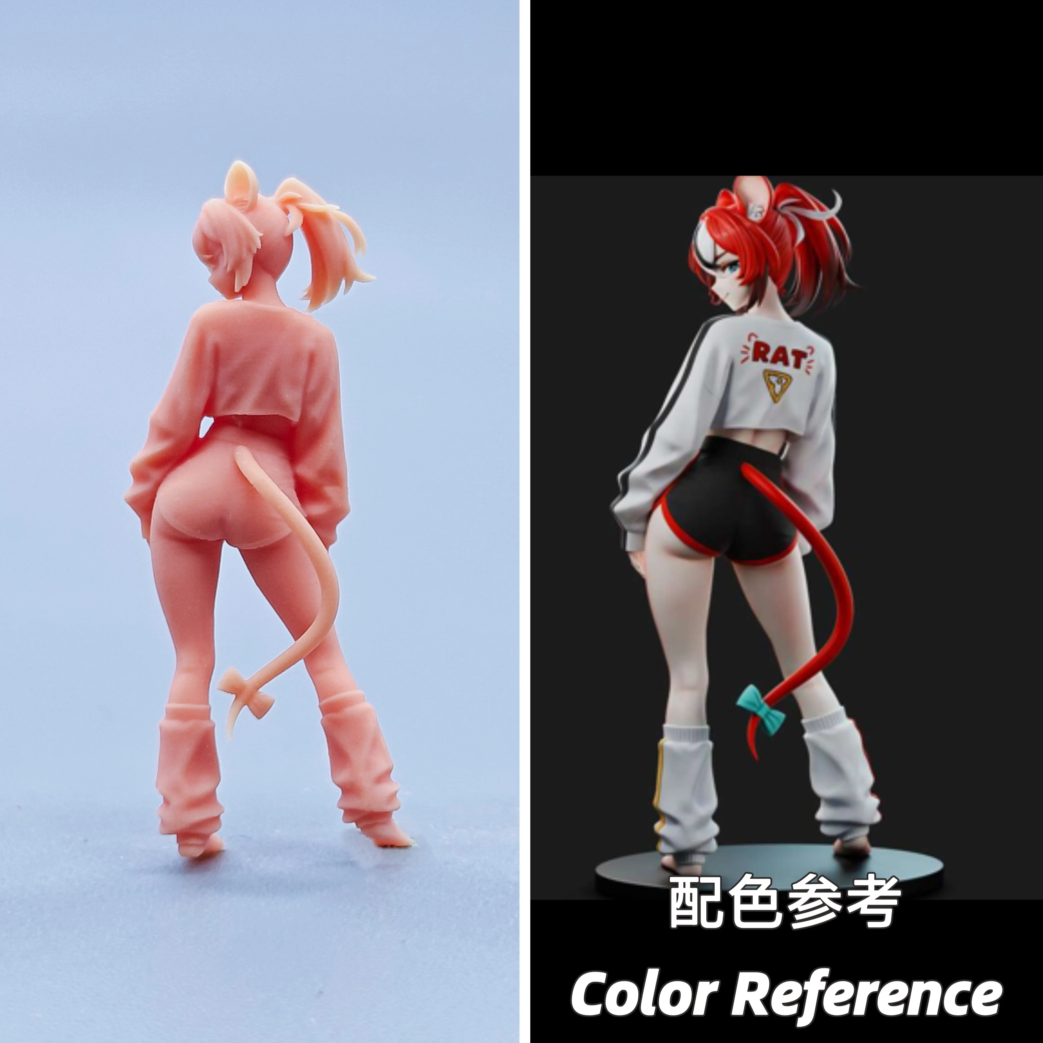 1/64 1/43 Figurine Modello in Scala Resina Mouse Orecchie Ragazza Miniature Non Colorate Diorama Dipinto a Mano D633