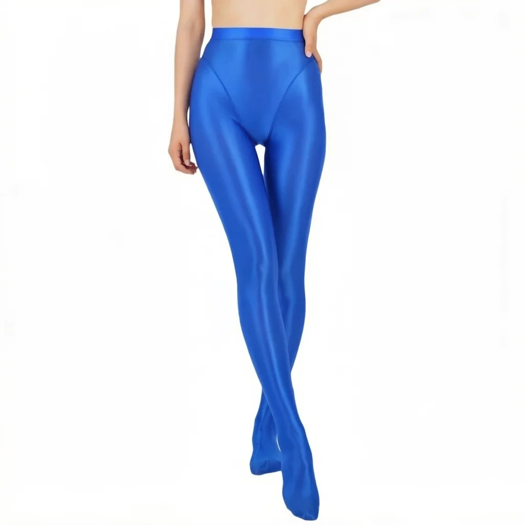 Women's High Waist Yoga Pantyhose Leggings Candy Color Glossy Tights Pencil Pants Silky Smooth Thin Sheer See Through Pantyhose