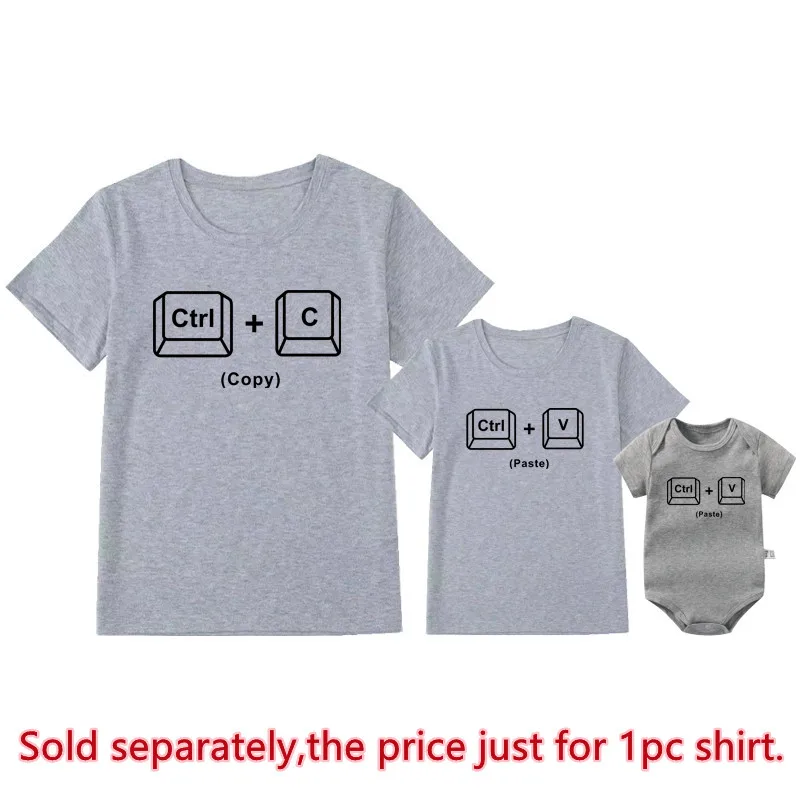 New Copy Paste Family Matching Shirts Look Father and Baby Tshirts Ctrl C Ctrl V Print Daddy Daughter Outfits Father\'s Day Gifts