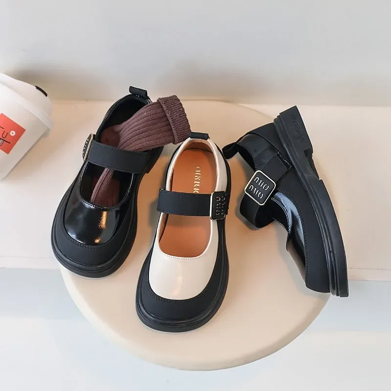 أحذية جلدية للفتيات لحفلات الزفاف المدرسية أزياء أنيقة للأطفال ماري جينس بو أحذية جلدية بدون كعب الأميرة الاطفال الأخفاف #2