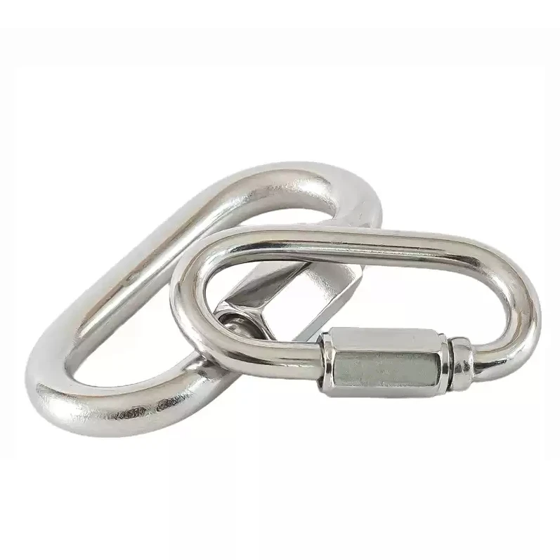 304 Edelstahl Oval-Dreieck-Karabinerhaken Schnellverbindungsseilverbinder für Anhänger, Schaukelhängematten, Kabel und Camping – Detail 2