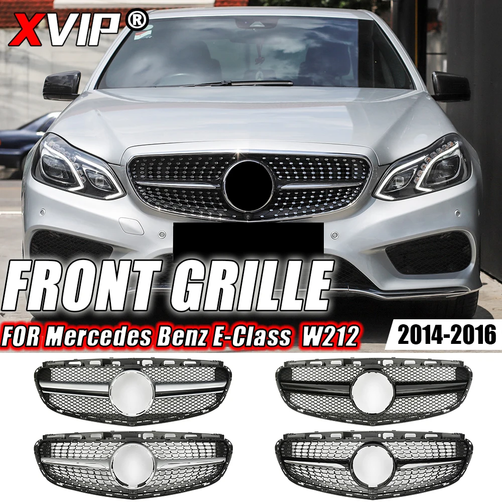 

XVIP Chrome GTR Style Front Racing Grille For Mercedes Benz E-Class W212 E300 E350 E400 2014-2016 Diamonds Style Bumper Grilles