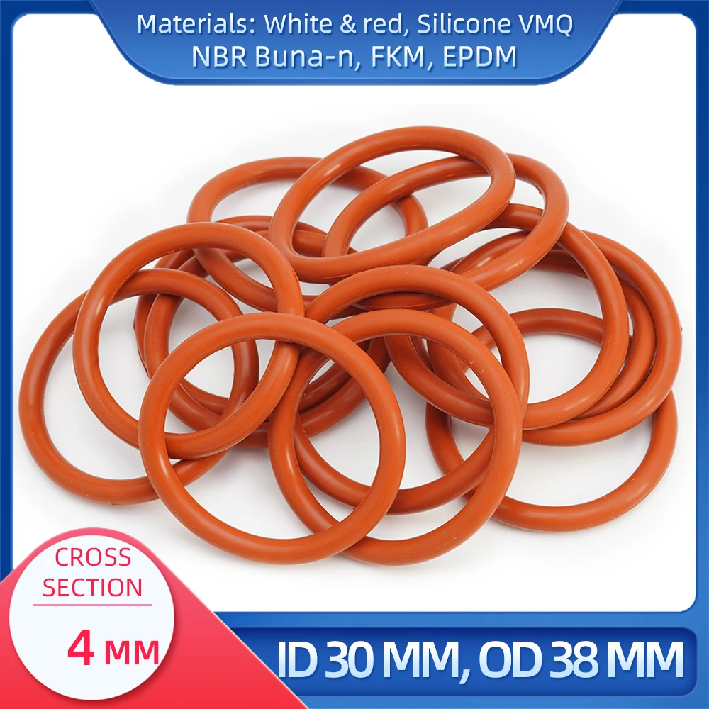 

O Ring CS 4 mm ID 30 mm OD 38 mm Material With Silicone VMQ NBR FKM EPDM ORing Seal Gask