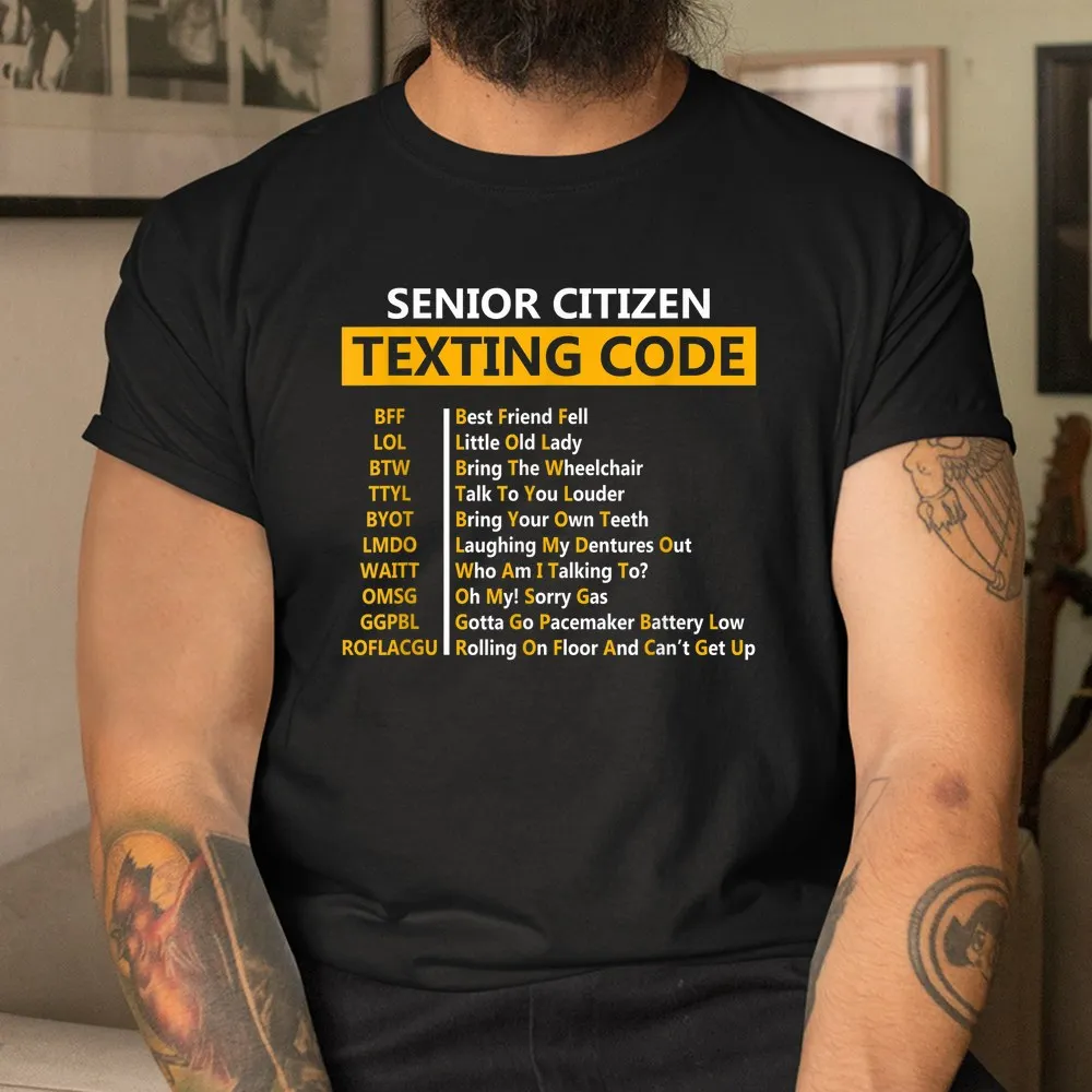 Haunt Reaper Men T Shirt Funny Senior Citizen's Texting Code Shirt O-neck Short Sleeve Plus Size Top Tees