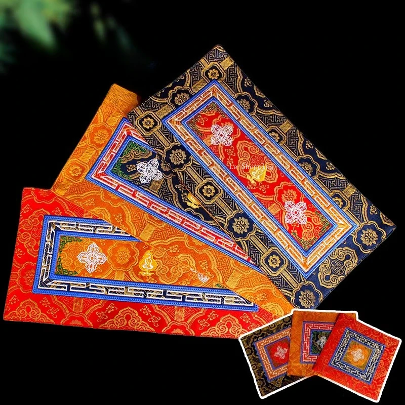 Almohadilla de mortero Vajra de ocho colores rojo/amarillo/azul, tela de estilo tibetano, suministros de decoración de escritorio para salón budista