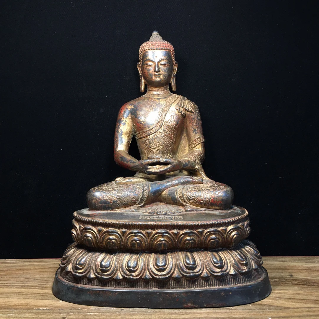 Pharmacist Buddha Pure copper Buddha Shakyamuni Buddha Length 23cm, width 16cm, height 29.5cm, weight 3240g bronze statue