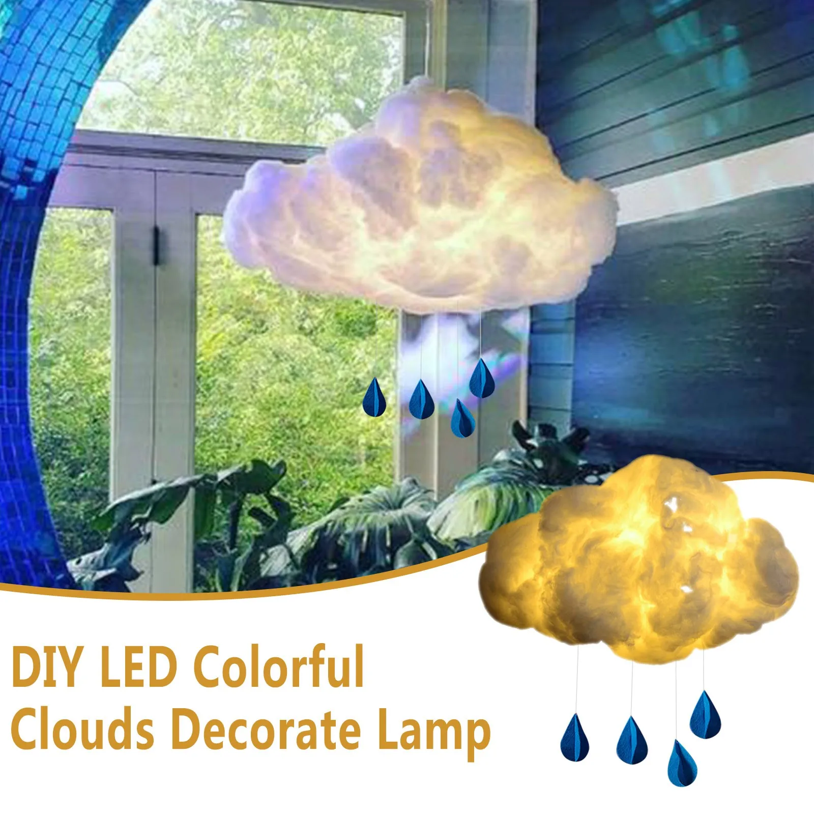 DIY Led Light Night Lamp Handmade Cotton Clouds Lights Hanging For Birthday Gift Home Bedroom Indoor Lighting Decorations