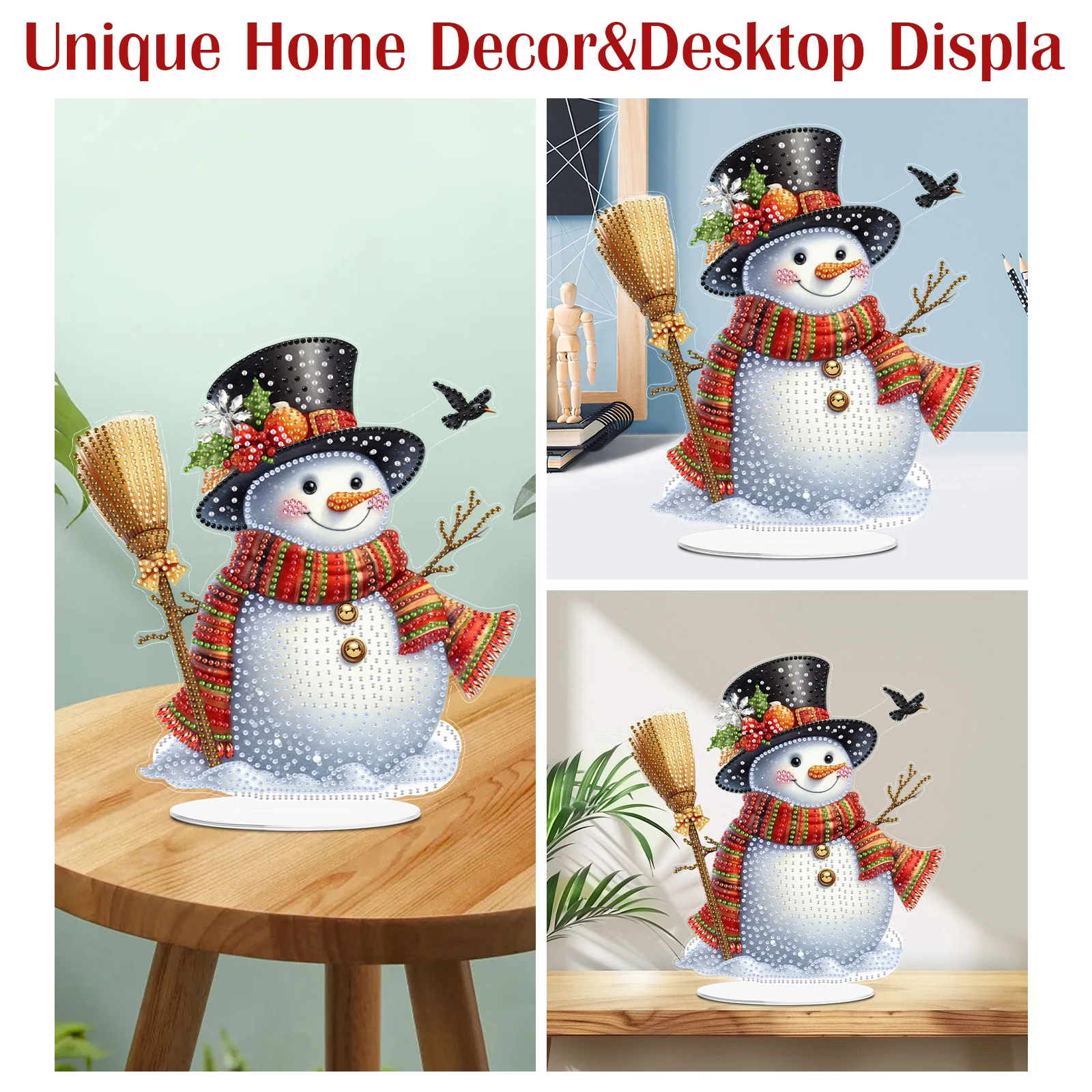

2D Flat Print Xmas Snowman DIY Table Top Diamond Painting Ornament Kits