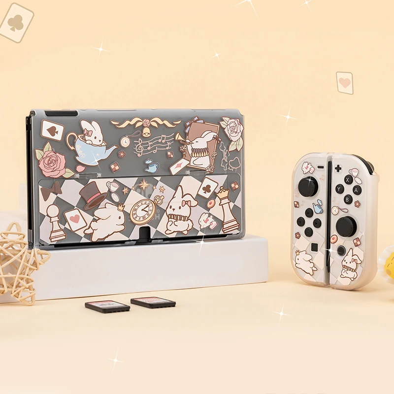 Rabbit Nintendo Switch OLED Protective Case Kawaii Hard PC Matte Cover JoyCon Controller Game Housing Switch OLED Accessories