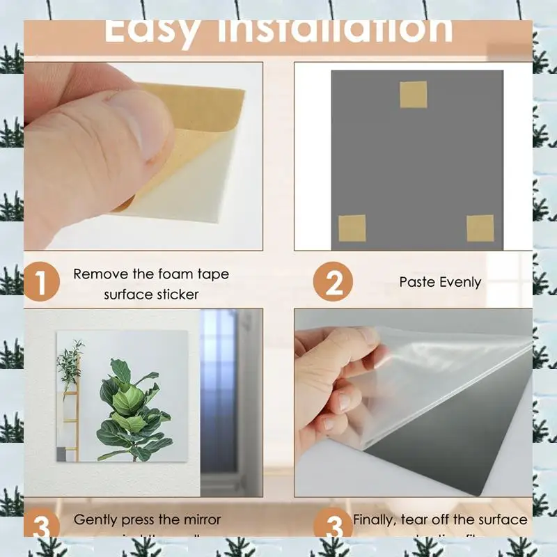 

ABLG 4-х шт. самоклеющееся зеркало без стекла, тонкое гибкое зеркало для украшения стен «сделай сам», прочное для семейной спальни, шкафа, ванной комнаты