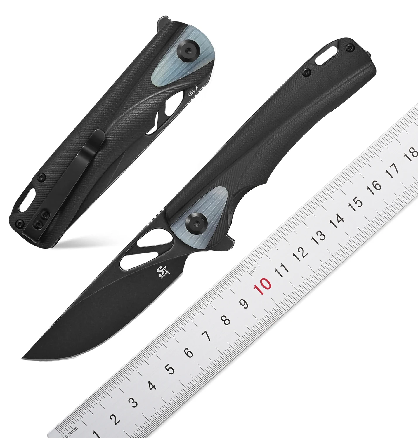 Sitivien ST165 Pocket Knife K110 Steel Blade with G10 Handle Folding Knife EDC Tool Knife for Outdoor Camping,Hiking,Fishing