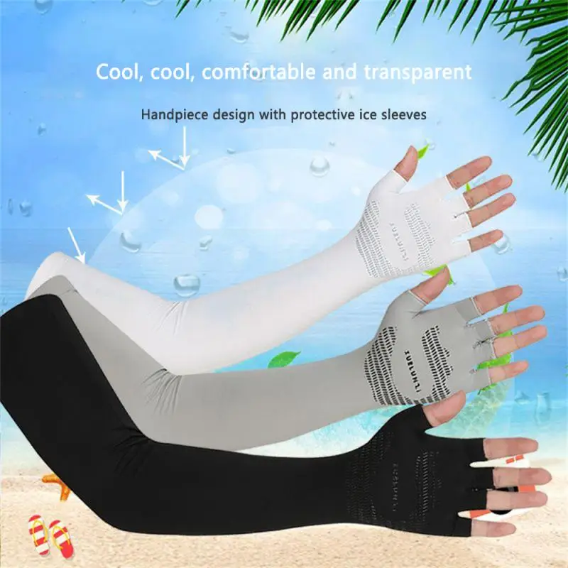 24 Ice Silk Sunscreen Sleeves Quick-drying Breathable, Elastic Cycling Arm Sleeves Moisture-wicking Mosquito-proof Sleeves Cover